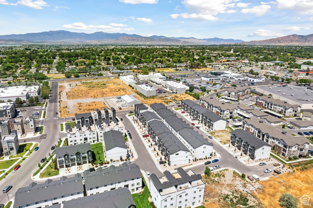 Drone / aerial view of a mountain backdrop