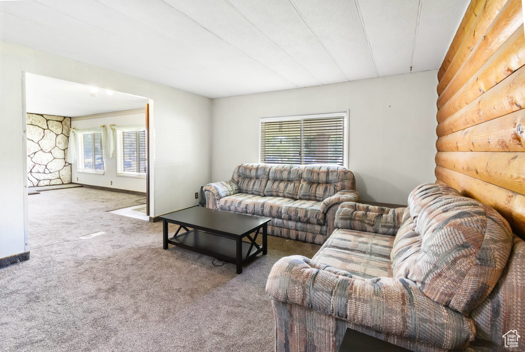 Living room featuring carpet flooring