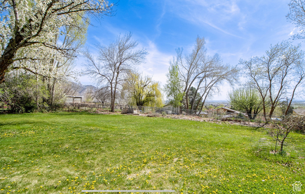 View of yard with a mountain view