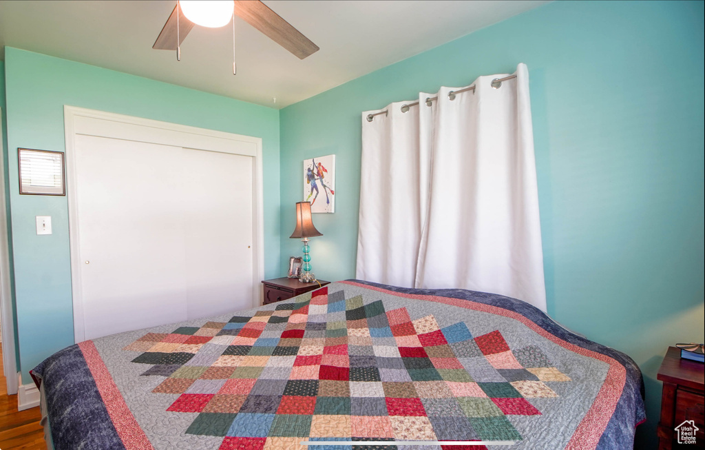 Bedroom featuring ceiling fan
