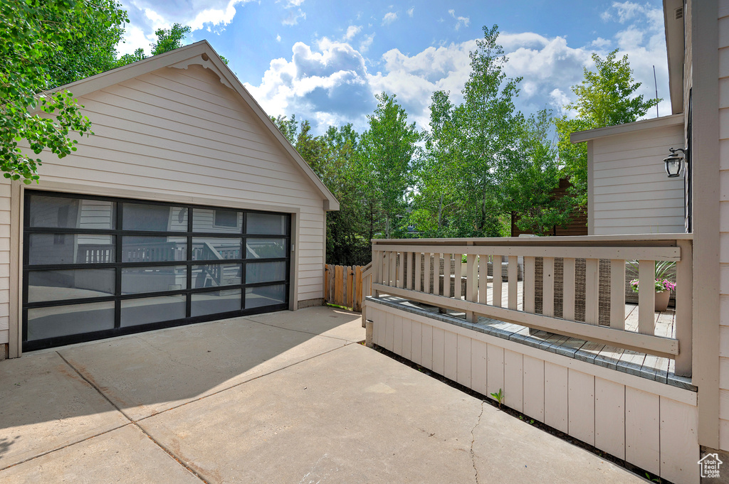 View of detached garage