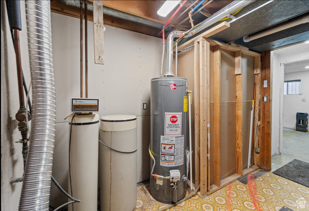 Utility room with gas water heater
