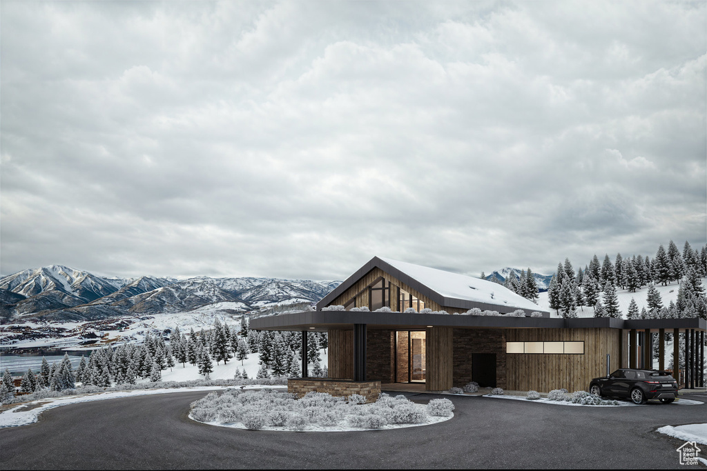View of front of house with a mountain view