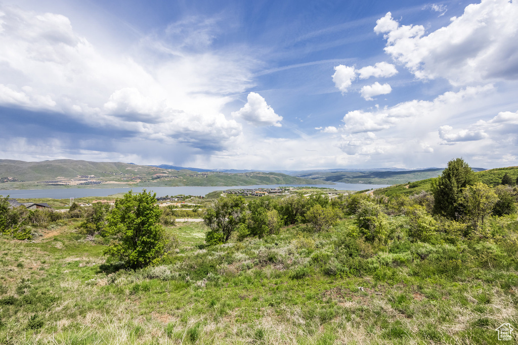 Mountain view with a nearby body of water