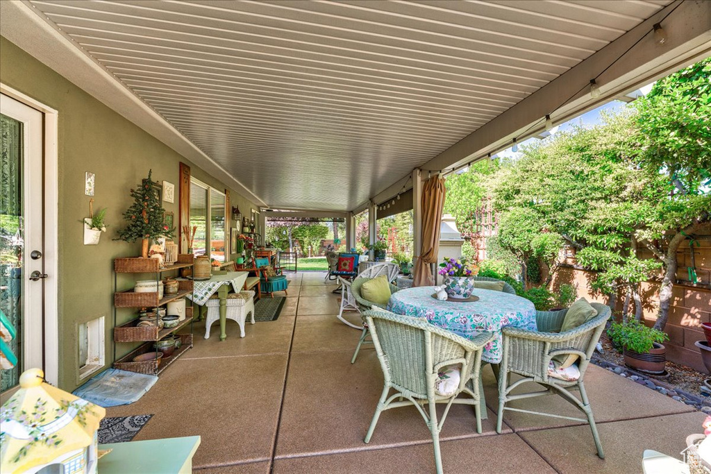 View of patio featuring outdoor dining space