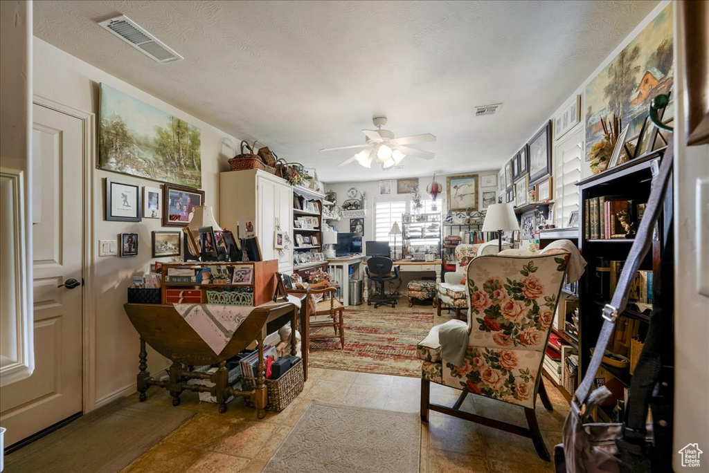 Office space with ceiling fan
