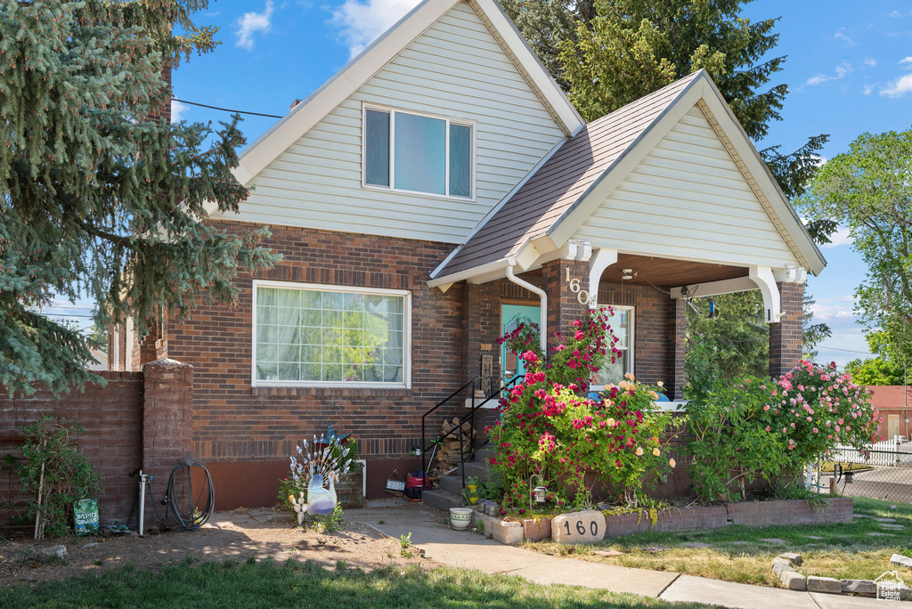 View of front of home with brick siding