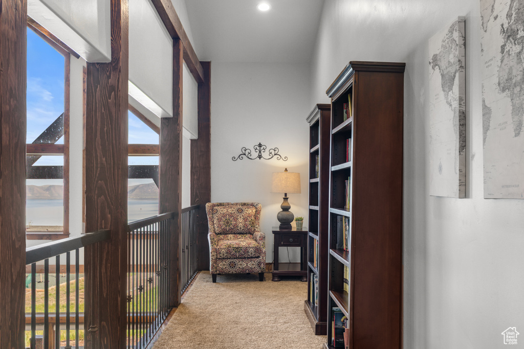 Sitting room with carpet floors