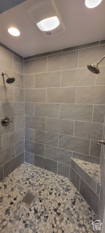 Bathroom with a tile shower