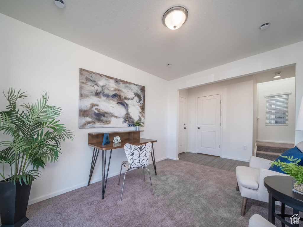 Office with carpet and baseboards