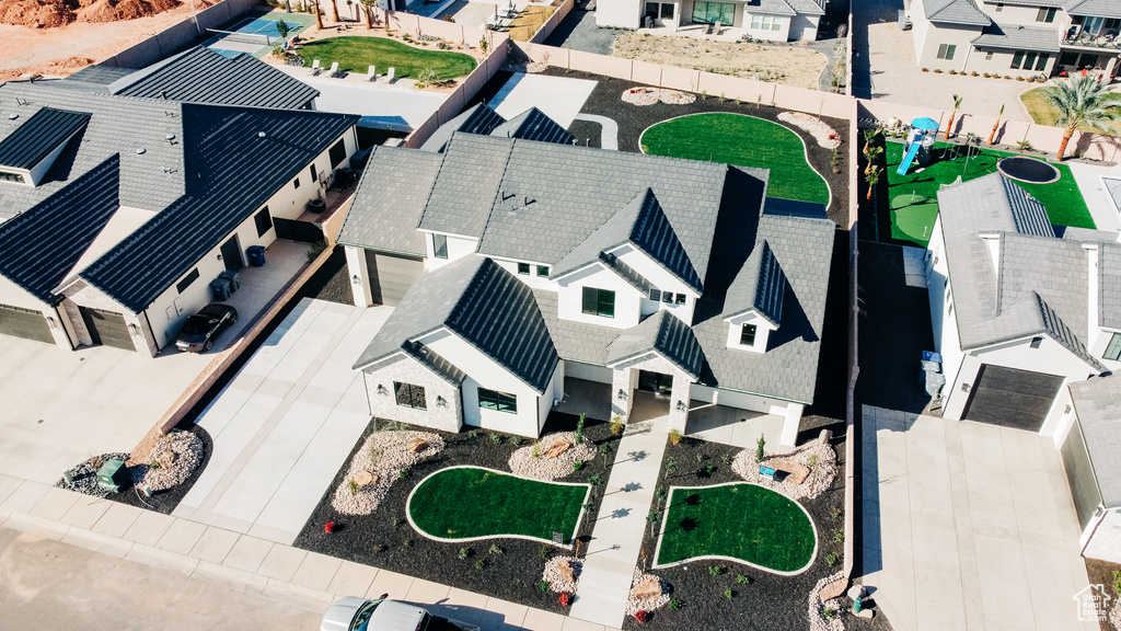 Aerial view of residential area