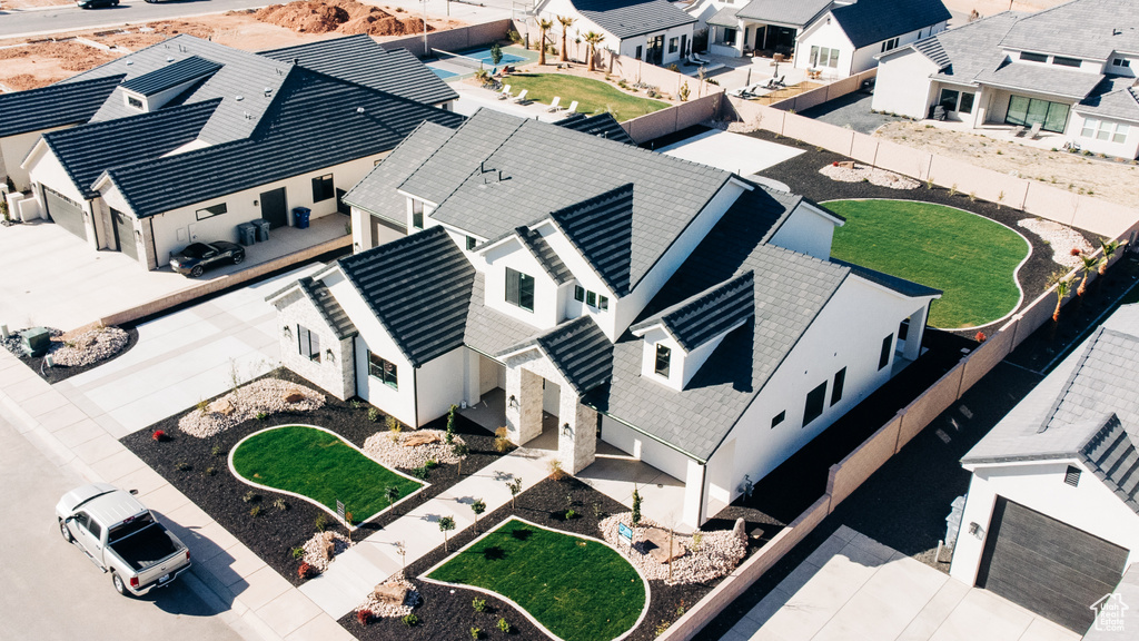Aerial view of residential area