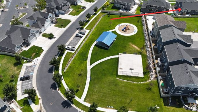 Aerial view of residential area