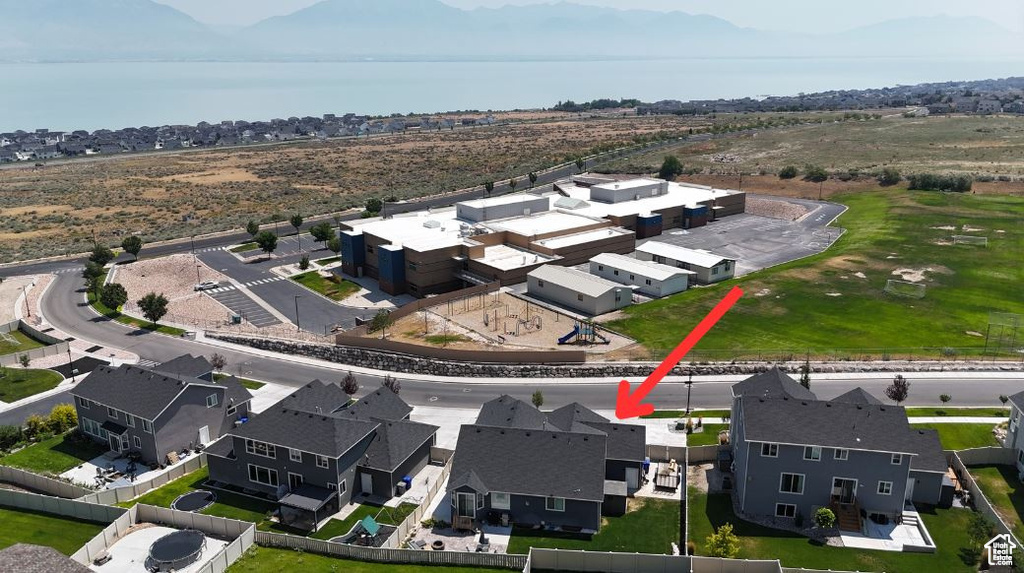 Aerial perspective of suburban area