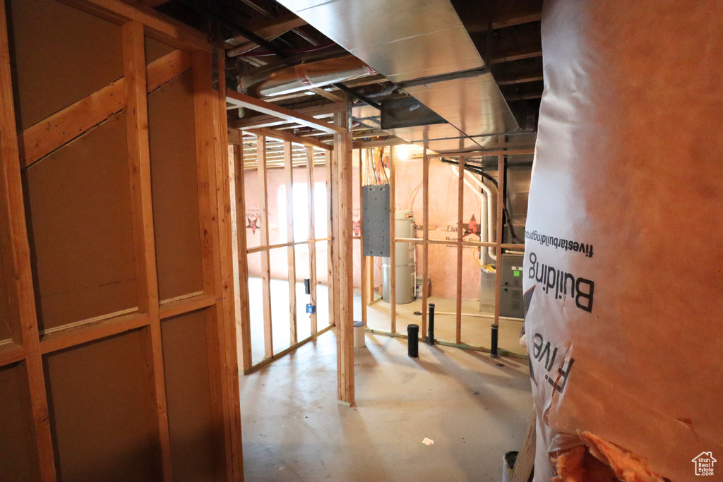 Basement featuring electric panel