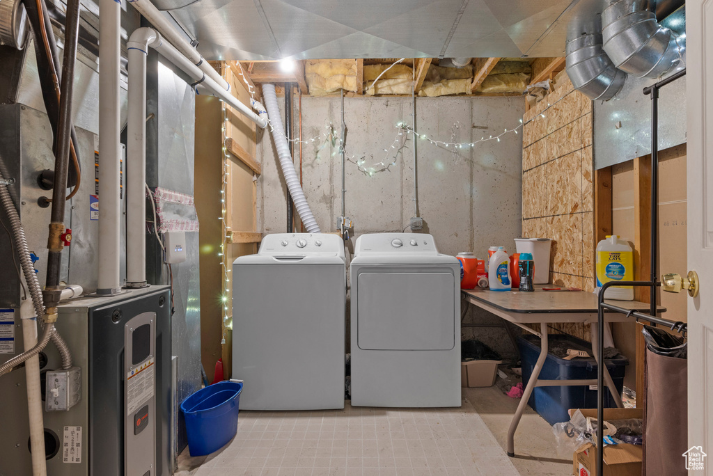 Unfinished basement with independent washer and dryer