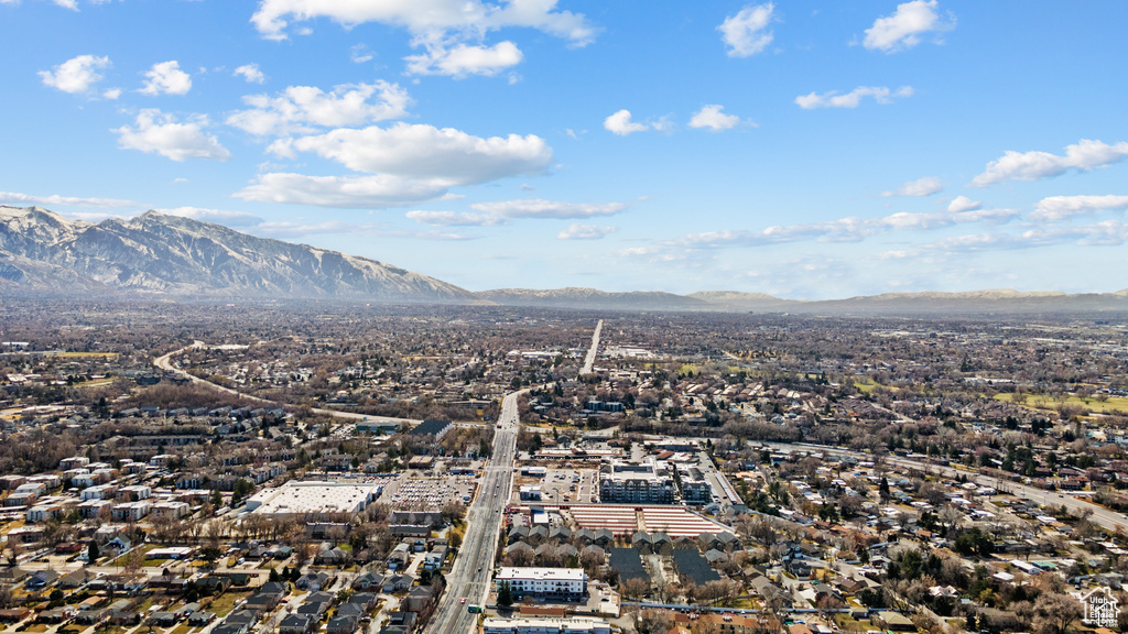 Bird's eye view of a mountain backdrop