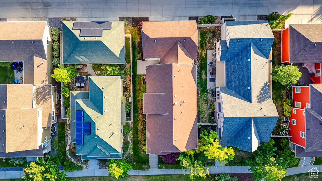 Aerial perspective of suburban area