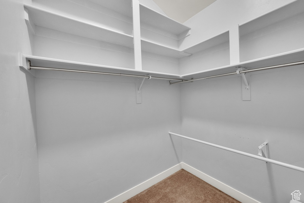 Walk in closet featuring carpet flooring