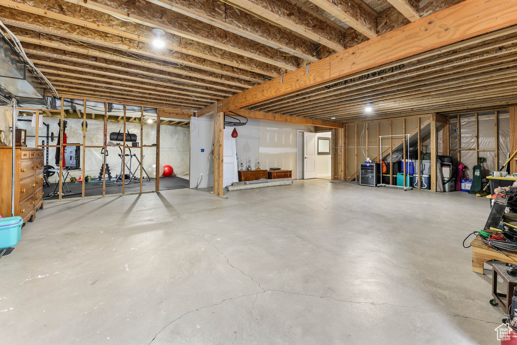 View of unfinished basement