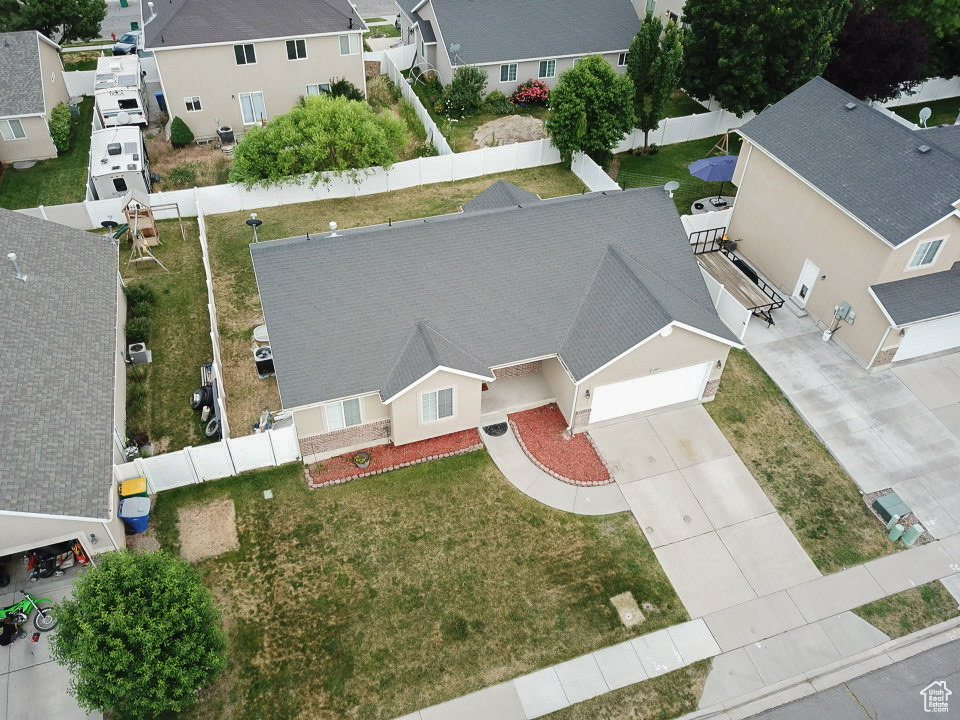 Aerial perspective of suburban area