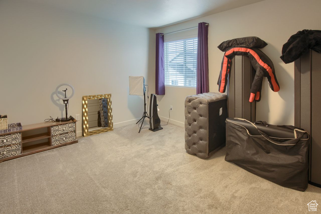 Miscellaneous room with carpet floors and baseboards