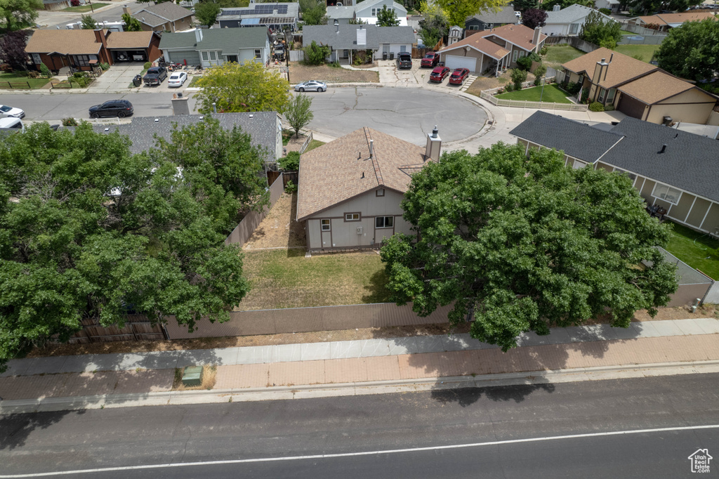 Aerial perspective of suburban area