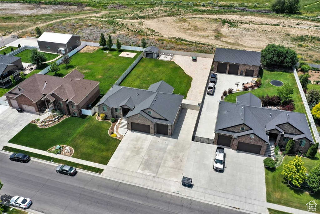 Aerial perspective of suburban area