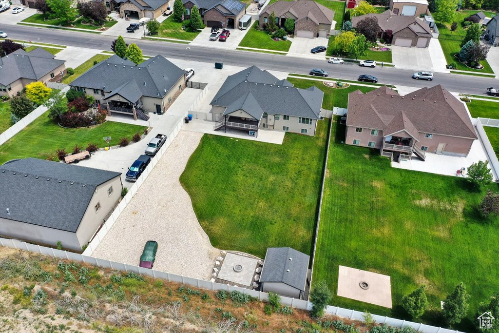 Aerial perspective of suburban area