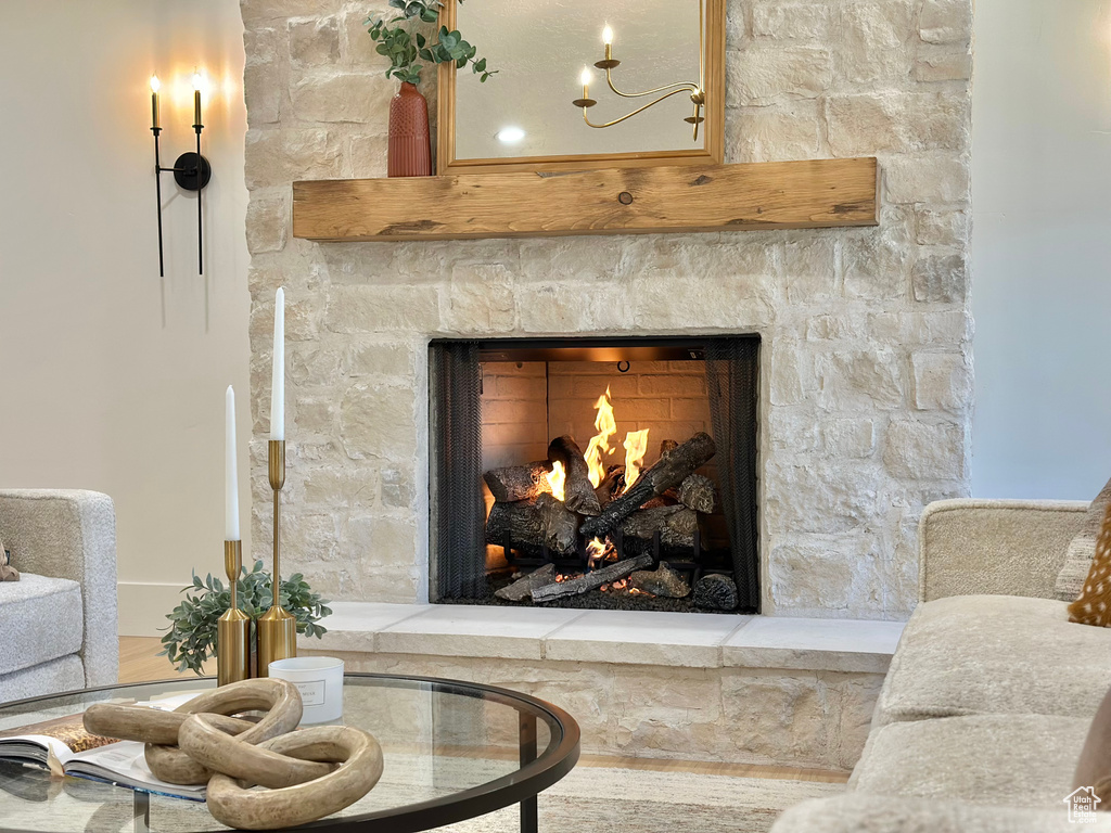 Detailed view of a fireplace