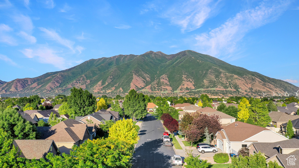 View of mountain background featuring nearby suburban area