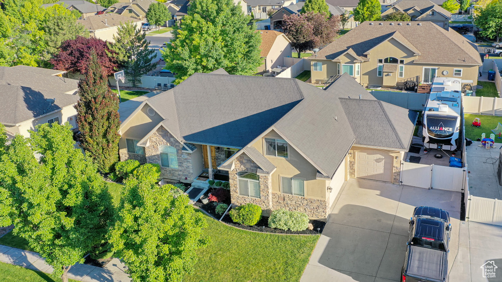 Aerial perspective of suburban area