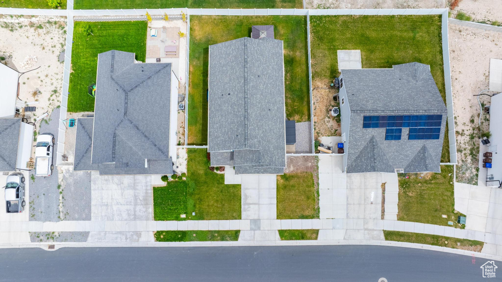 Aerial perspective of suburban area