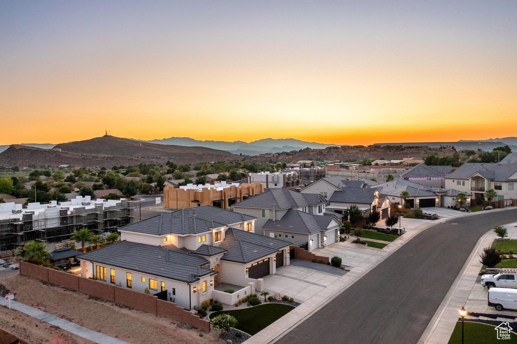 Mountain view with nearby suburban area
