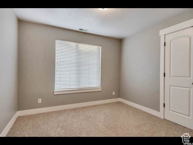 Carpeted empty room with baseboards