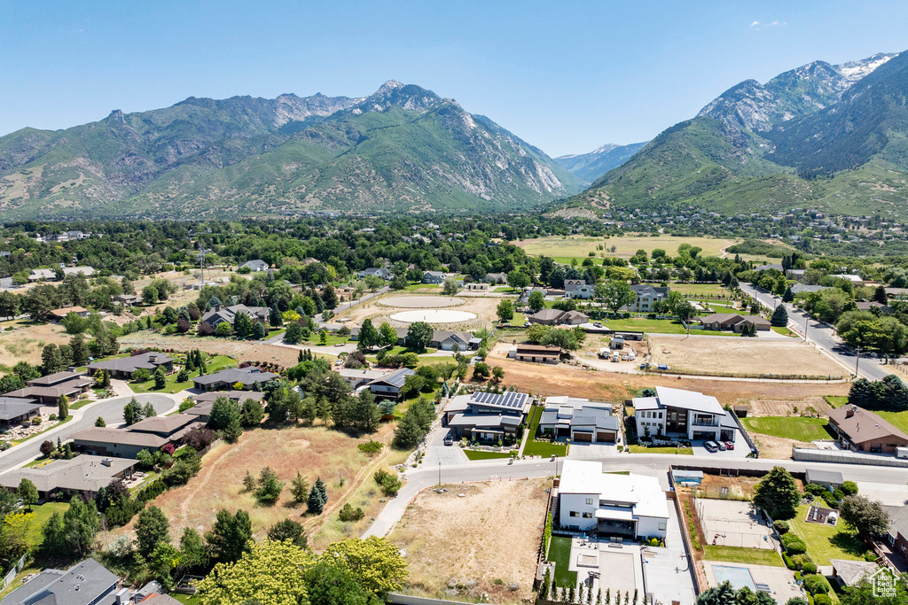 Aerial view of a mountainous background