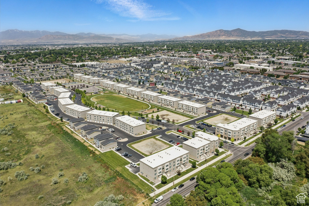 Drone / aerial view of a mountainous background