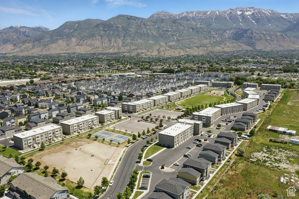 Bird's eye view of a mountain backdrop