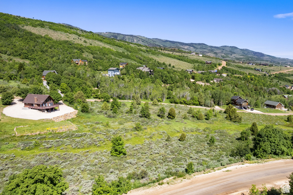Aerial view of a mountain backdrop