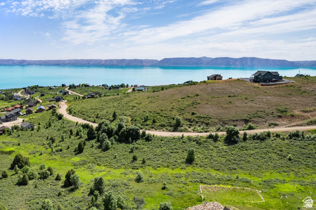 Drone / aerial view of a water and mountain view