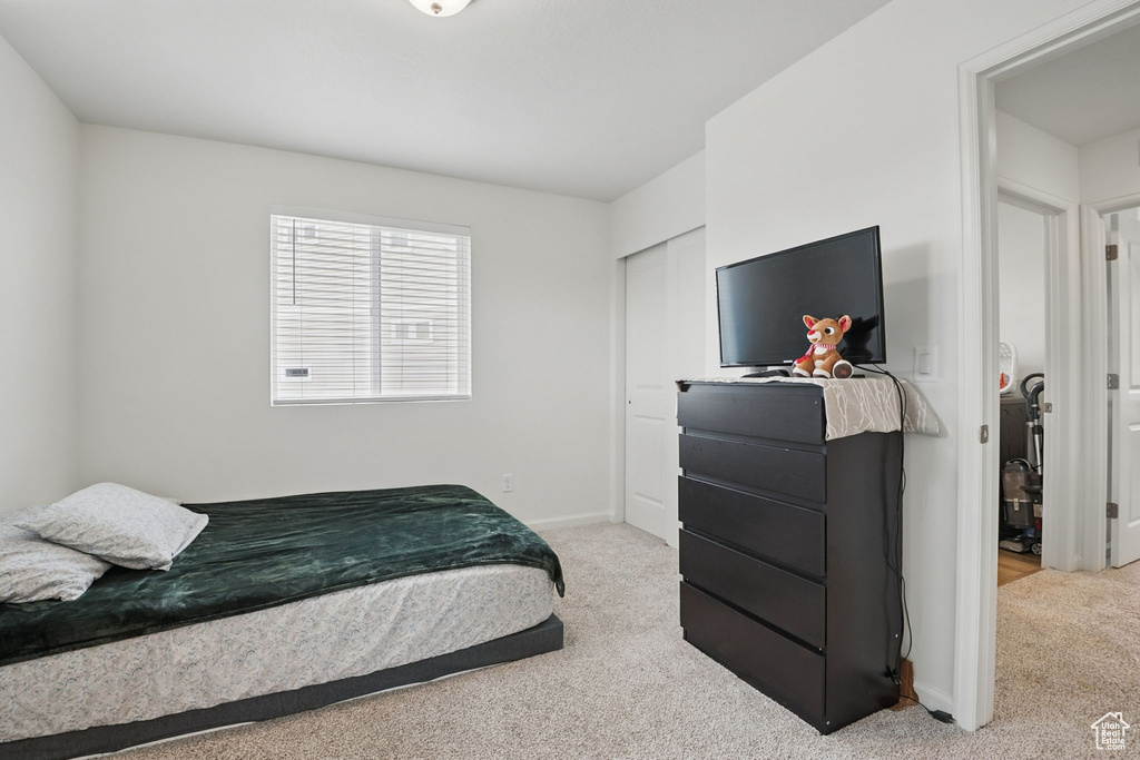 Bedroom with carpet floors