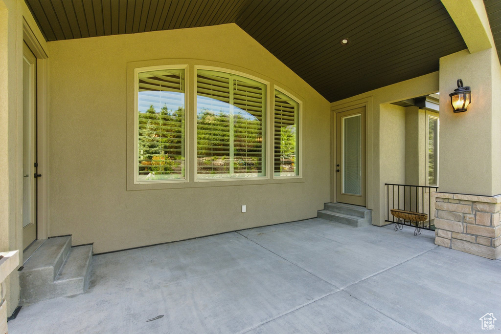 View of patio with entry steps
