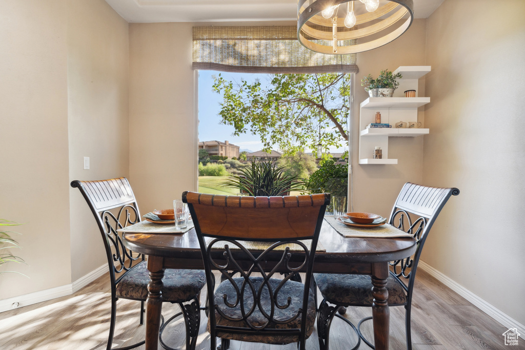 Dining room featuring light wood-type flooring