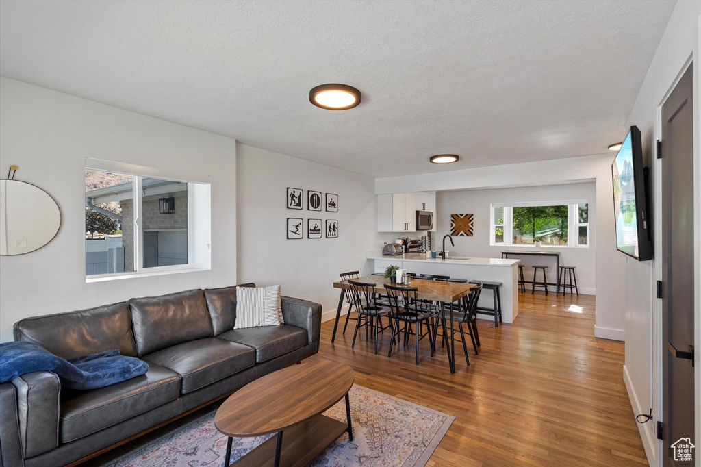 Living room featuring wood finished floors and baseboards