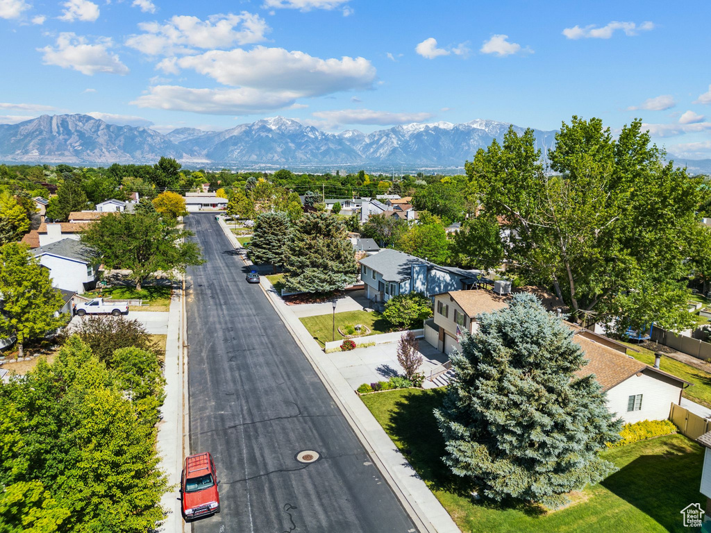 Aerial view of a mountainous background