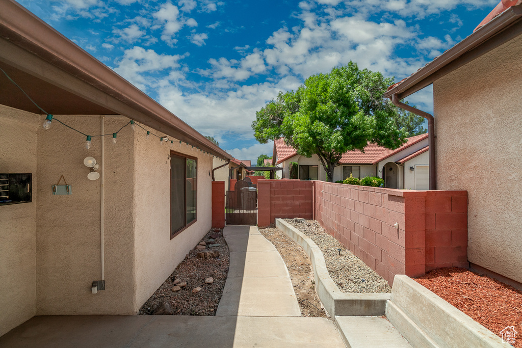 View of yard with a gate