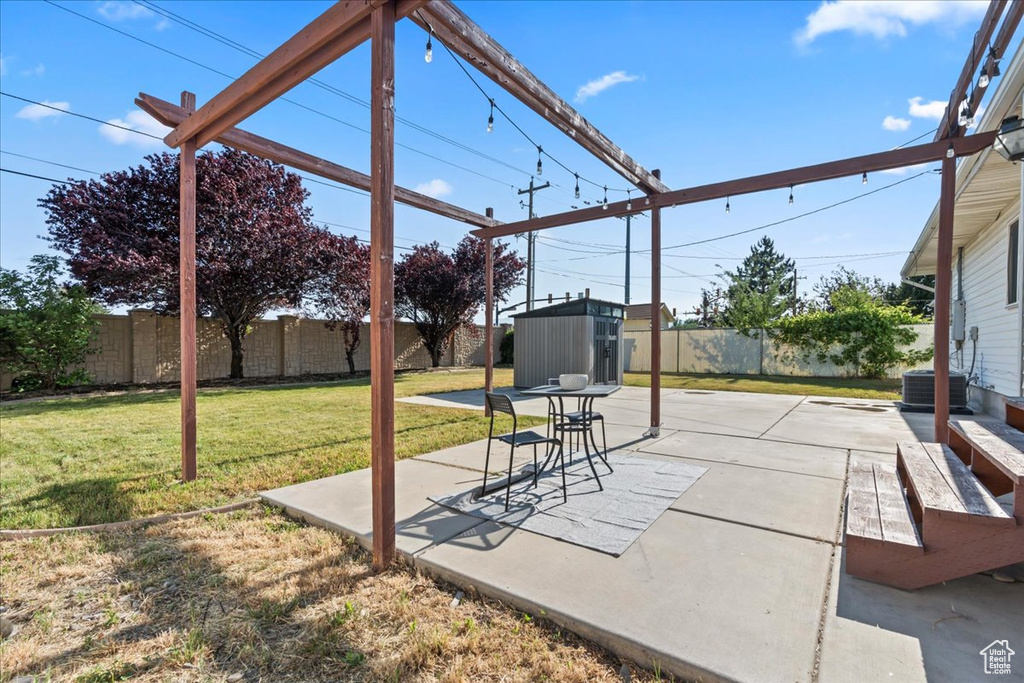 View of patio featuring central AC unit