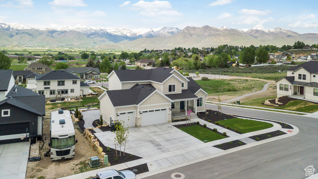Mountain view with nearby suburban area