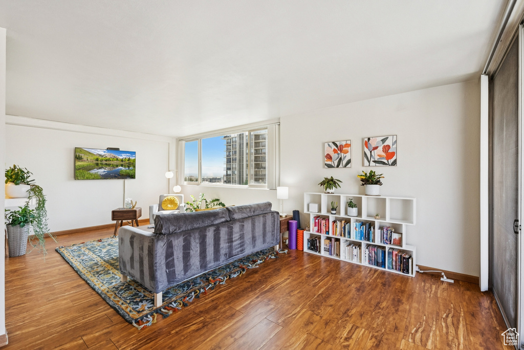 Living room featuring wood finished floors