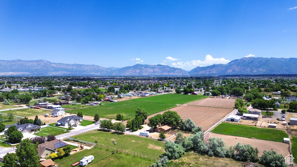 Drone / aerial view of a mountainous background